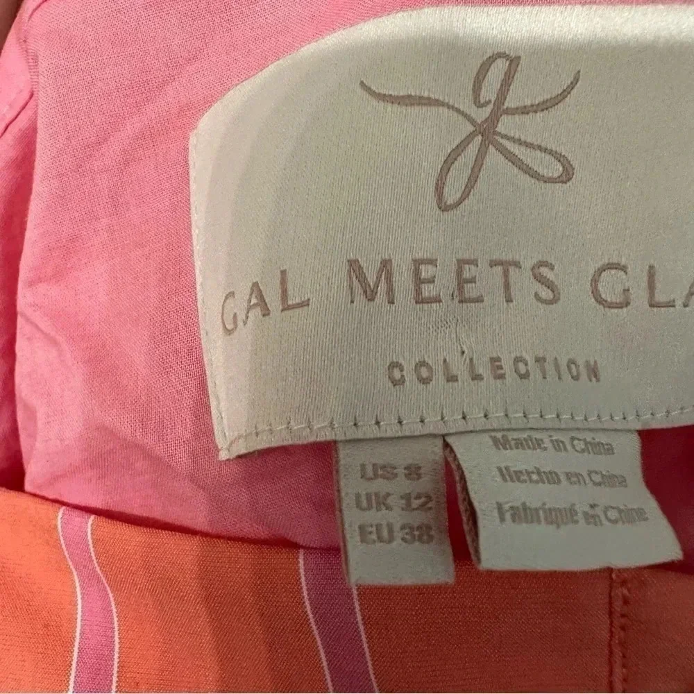 Gal Meets Glam Ariel Pink Stripe Dress with Square Neckline Size US 8 GUC - Picture 7 of 10